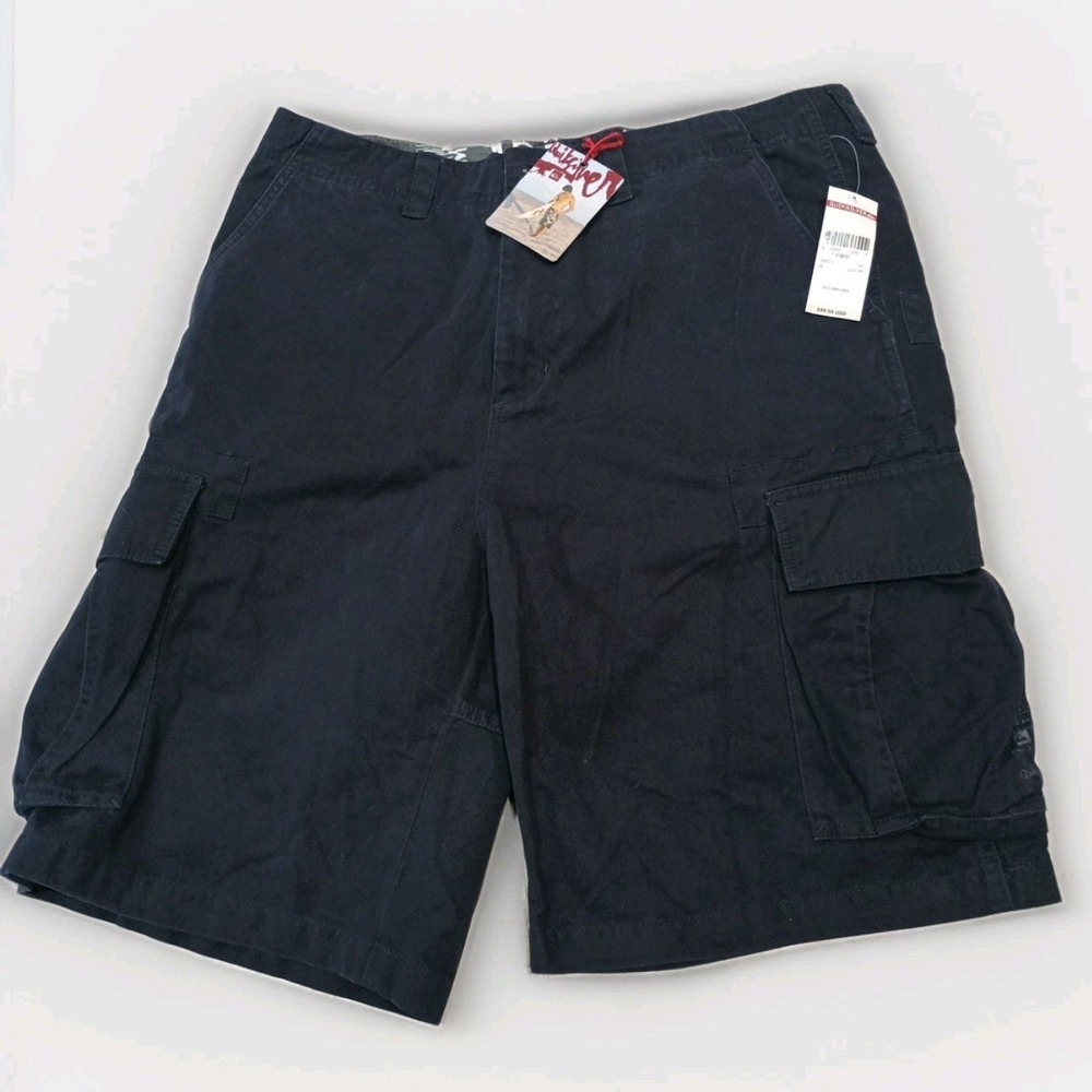 NWT Quiksilver Cargo Shorts Mens 36 Black Cotton Retro Skater